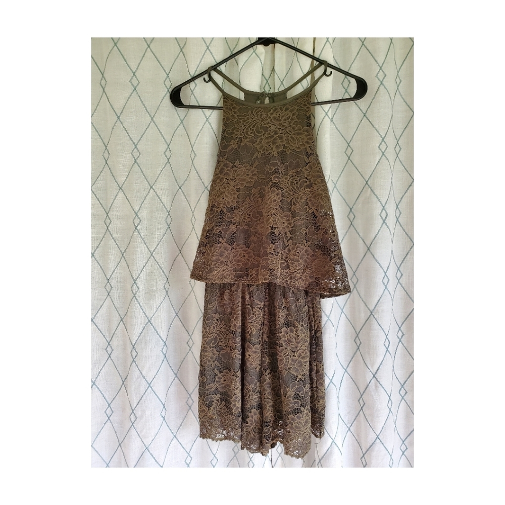 Olive Green Lace Halter Romper